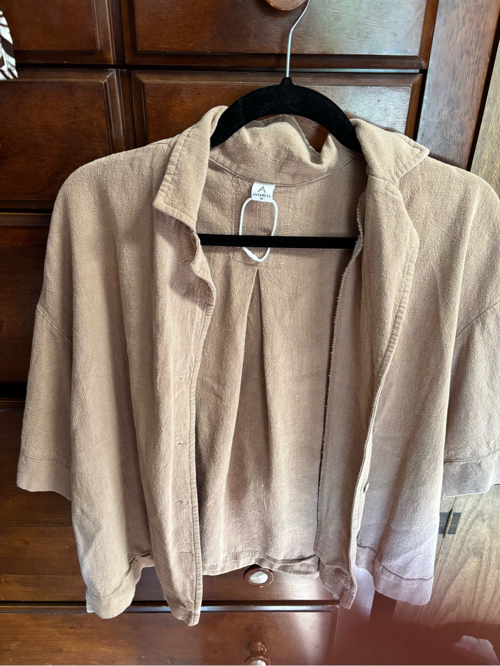 Relaxed Open-Front Blazer in Light Taupe